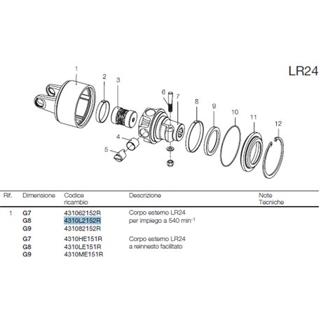 B&P 4310L2152R Obudowa sprzęgła LR24 - 30,2x91,4 G8 540obr/min Bondioli Pavesi