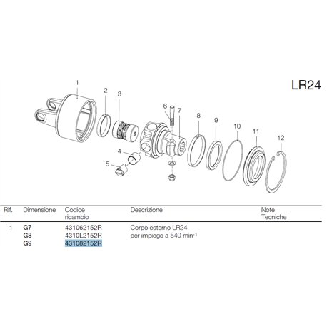 B&P 431082152R Obudowa sprzęgła LR24 - 34,6x106,0 G9 540obr/min Bondioli Pavesi