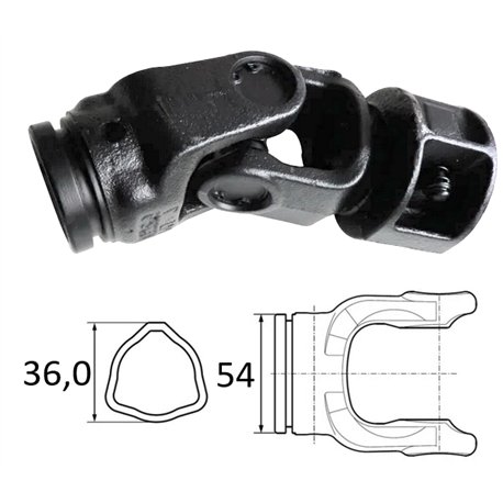 B&P 714050007 Przegub krzyżowy 1-3/8 Z-6, wewn. 36x4 mm krzyżak 27x74,6 G3/G4 Bondioli Pavesi