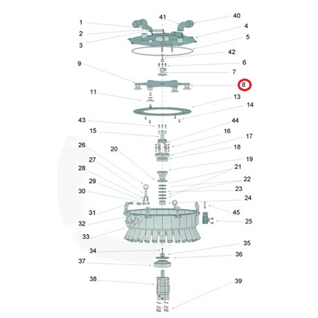 (8) Rotor 6 noży, 20-drożnej głowicy