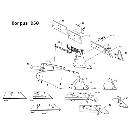 Wspornik odkładni M20x370-470 8/14GDR