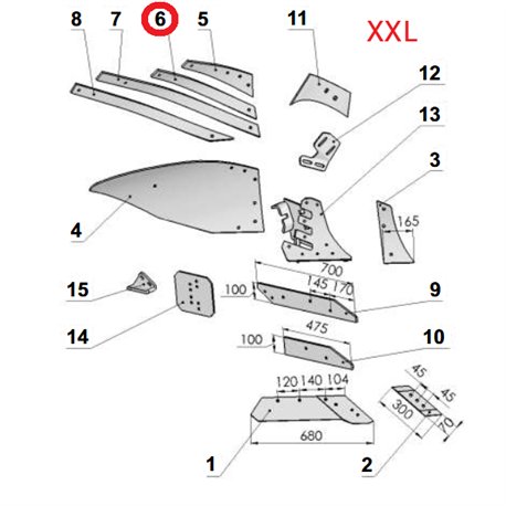 Listwa odkładni B prawa VIS/7 1067/95-002/0