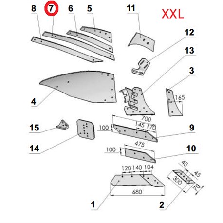 Listwa odkładni C prawa VIS/8 1067/95-003/0