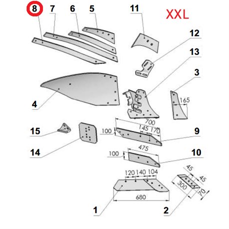 Listwa odkładni D prawa VIS/9 1067/95-004/0