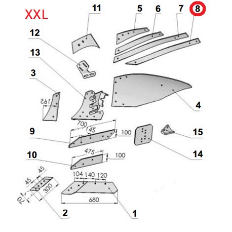 Listwa odkładni D lewa VIS/31 1067/96-004/0
