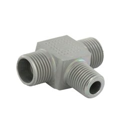 Przyłącze trójnikowe poziome, gwint przyłącza 1/4"BSPT-gwint złącza 16x1,5 -10L Voss 20110LRK14