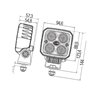 Lampa robocza LED kwadratowa, 1000lm światło rozproszone Hella