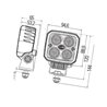 Lampa robocza LED kwadratowa, 1000lm światło skupione Hella