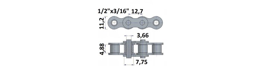 Łańcuch rolkowy 1/2"x3/16"