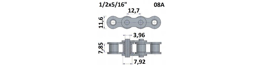 Łańcuch rolkowy 08A 1/2"x5/16"
