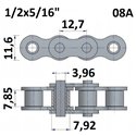 Łańcuch rolkowy 08A 1/2"x5/16"