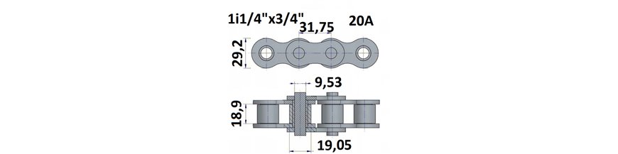 Łańcuch rolkowy 20A 1i1/4"x3/4"