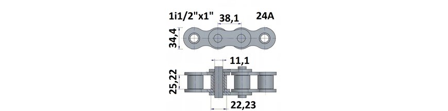 Łańcuch rolkowy 24A 1i1/2"x1"