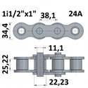 Łańcuch rolkowy 24A 1i1/2"x1"