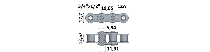 Łańcuch rolkowy 12A 3/4"x1/2"