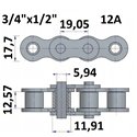 Łańcuch rolkowy 12A 3/4"x1/2"