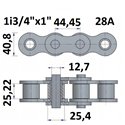 Łańcuch rolkowy 28A 1i3/4"x1"