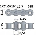 Łańcuch rolkowy 08B 1/2"x5/16"