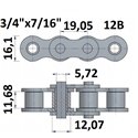 Łańcuch rolkowy 12B 3/4"x7/16"