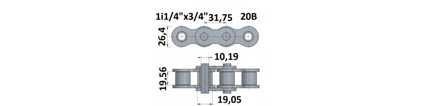Łańcuch rolkowy 20B 1i1/4"x3/4"