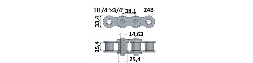 Łańcuch rolkowy 24B 1i1/2"x1"