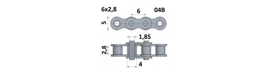 Łańcuch rolkowy 04B 6x2,8