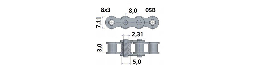 Łańcuch rolkowy 05B 8x3