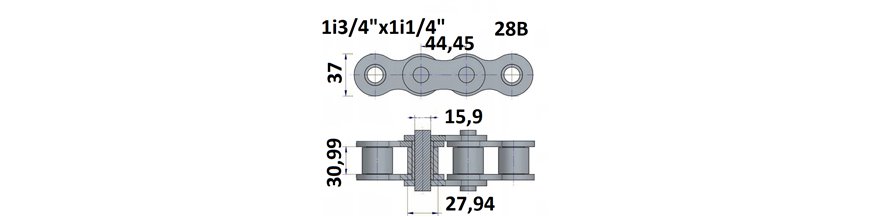 Łańcuch rolkowy 28B 1i3/4"x1i1/4"