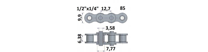 Łańcuch rolkowy 85 1/2"x1/4"
