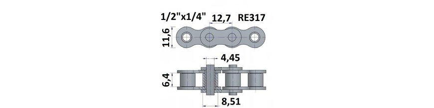 Łańcuch rolkowy RE317  1/2"x1/4"
