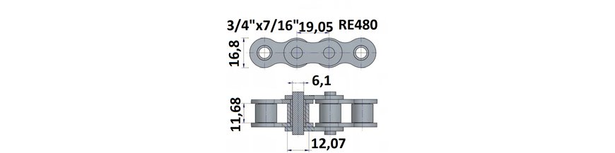 Łańcuch rolkowy RE480  3/4"x7/16"