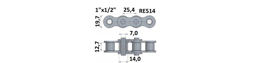 Łańcuch rolkowy RE514  1"x1/2"