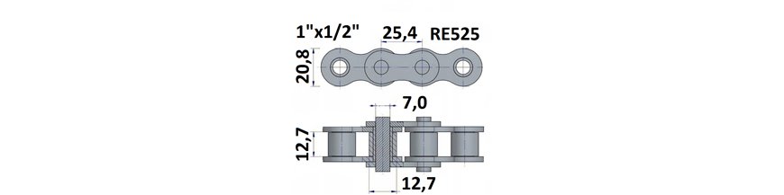 Łańcuch rolkowy RE525 1"x1/2"