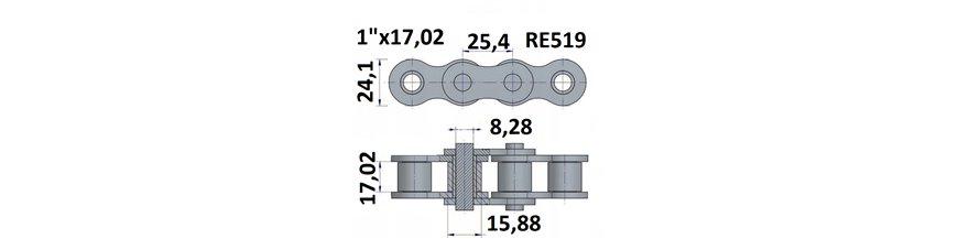 Łańcuch rolkowy RE519 1"x17,02