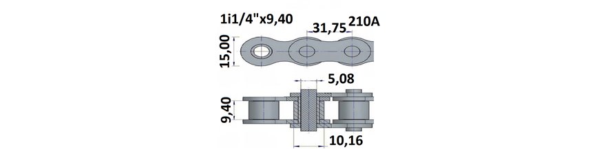 Łańcuchy rolkowe 210A 1i1/4"x9,40