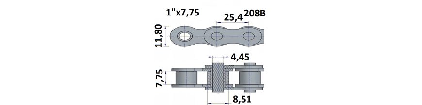 Łańcuchy rolkowe 208B 1"x7,75