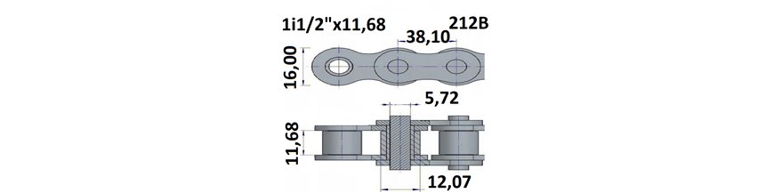 Łańcuchy rolkowe 212B 1i1/2"x11,68