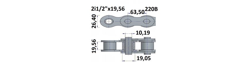 Łańcuchy rolkowe 220B 2i1/2"x19,56