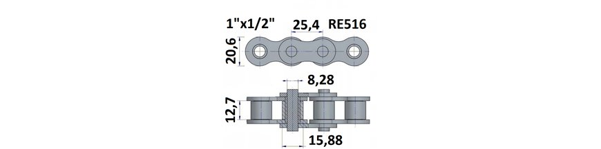 Łańcuch rolkowy RE516 1"x1/2"