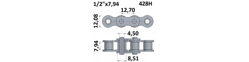 Łańcuch rolkowy 428H 1/2"x7,94