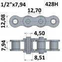 Łańcuch rolkowy 428H 1/2"x7,94